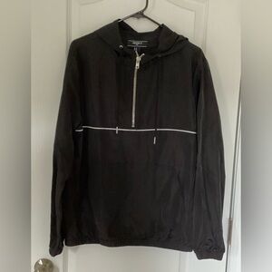 Men’s black polyester quarter zip hoodie size M.